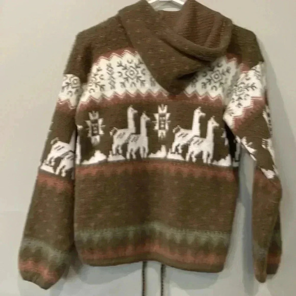 TEJIDOS RUMINAHUI Native SouthWestern Alpaca Wool Zipped Hoodie-  SZ8 - Picture 4 of 4